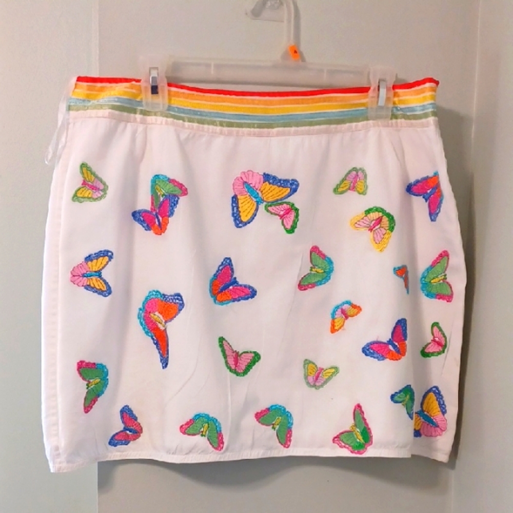 Eric Casual, Sz 16, Vintage, Mini, Embroidered Butterfly Skirt